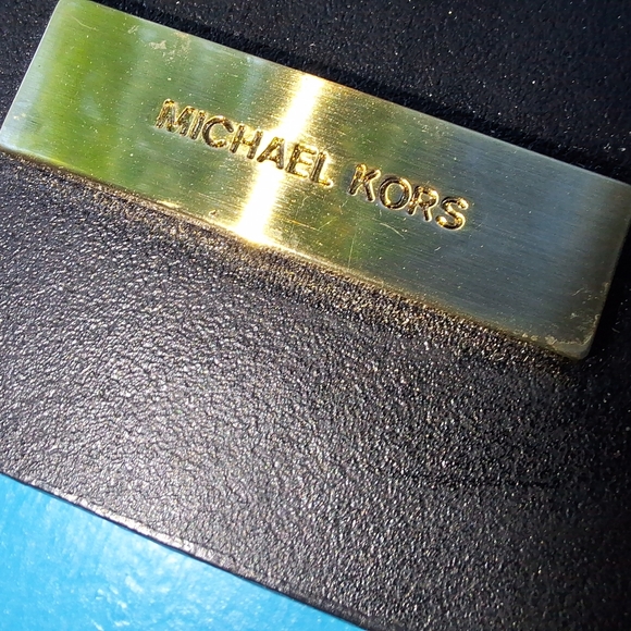 MK Genuine Leather Belt Wide Black Belt Classic Wardrobe Keeper Michael Kors - Picture 10 of 14